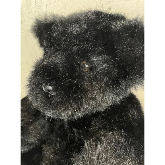 Vintage Large Black Bear Plush Joimted Arms And Legs Signed Densely Stuffed 20”